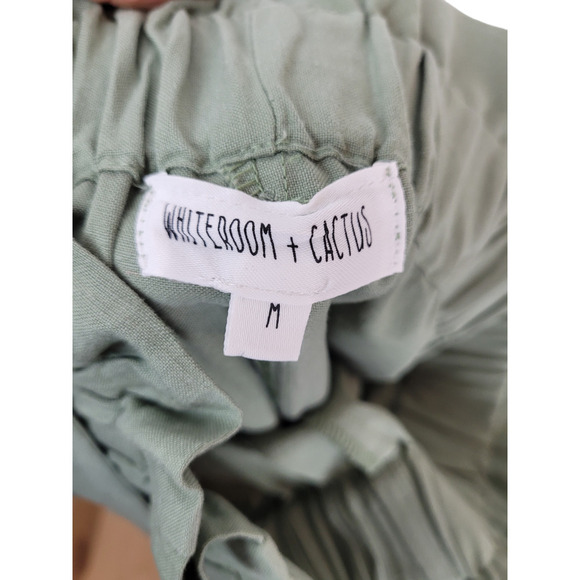 Whiteroom + Cactus Sage Green Wide Leg Cropped Paperbag Guacho Pull-On Pants - Picture 6 of 7